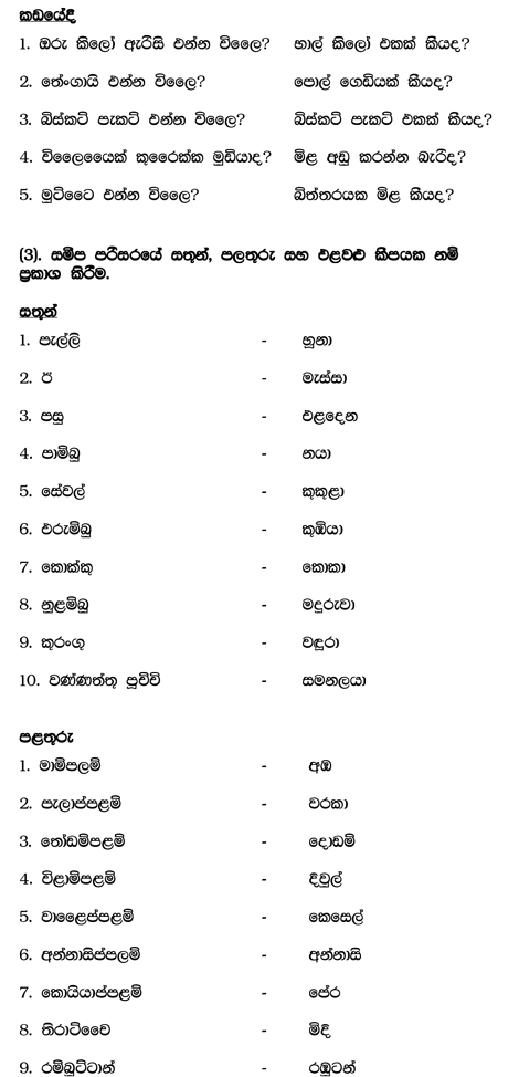 tamil words in sinhala